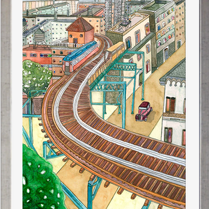 Tranvia sobre la ciudad