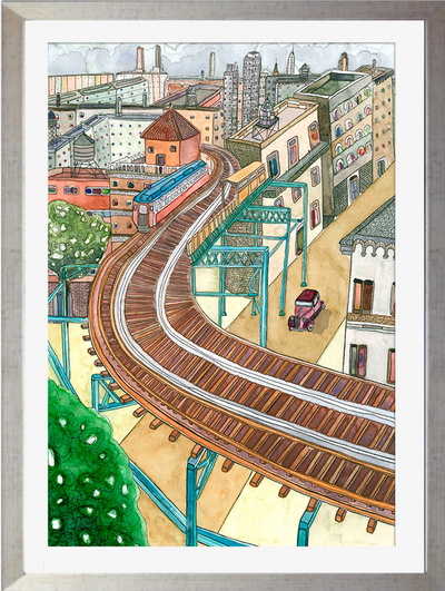 Tranvia sobre la ciudad