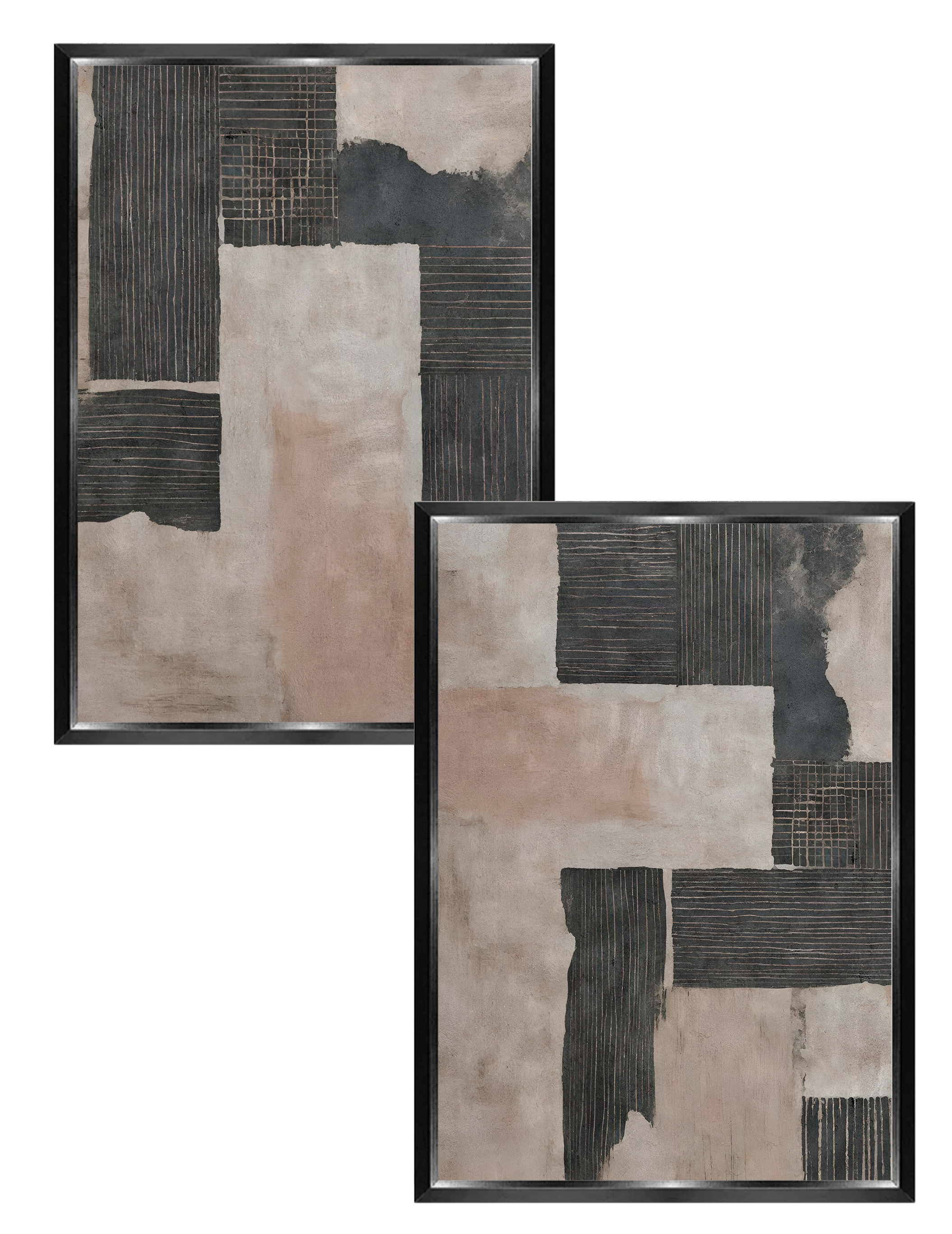 Dupla Abstracto Negro y Beige - Stock