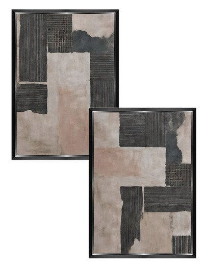 Dupla Abstracto Negro y Beige - Stock