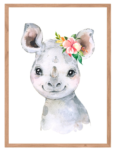 Rinoceronte con flores