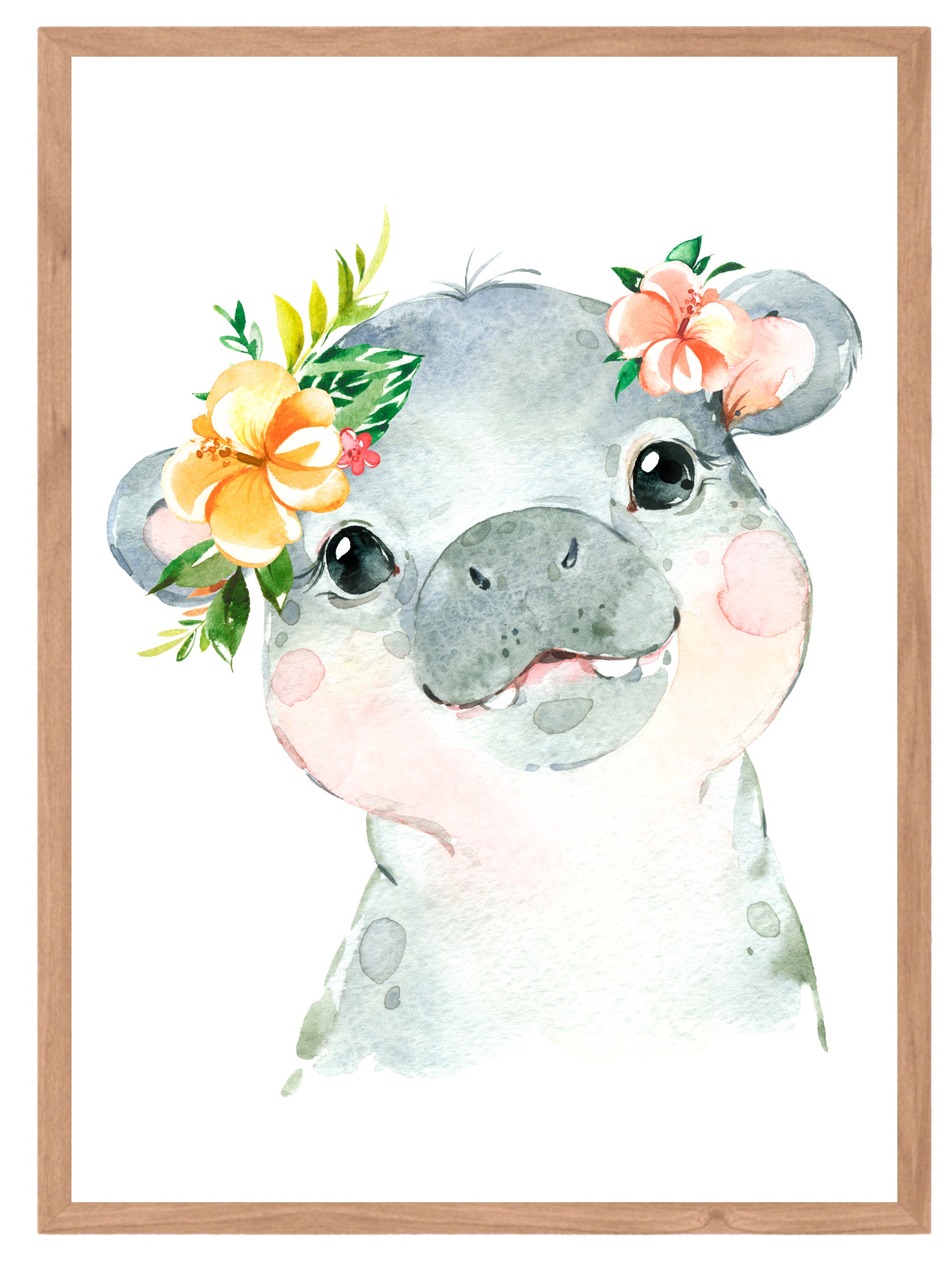 Hipopotamo con flores