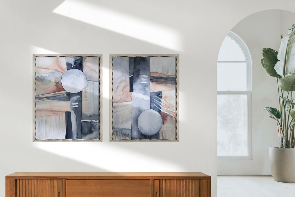 Vueltas abstractas rosa y azul II